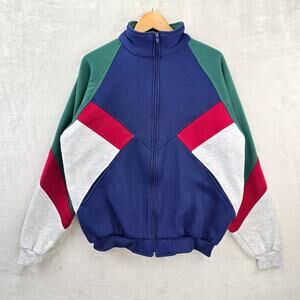 Vintage Casual Gear Full Zip Track Jacket Sweater Mens Medium 80s 90s Retro